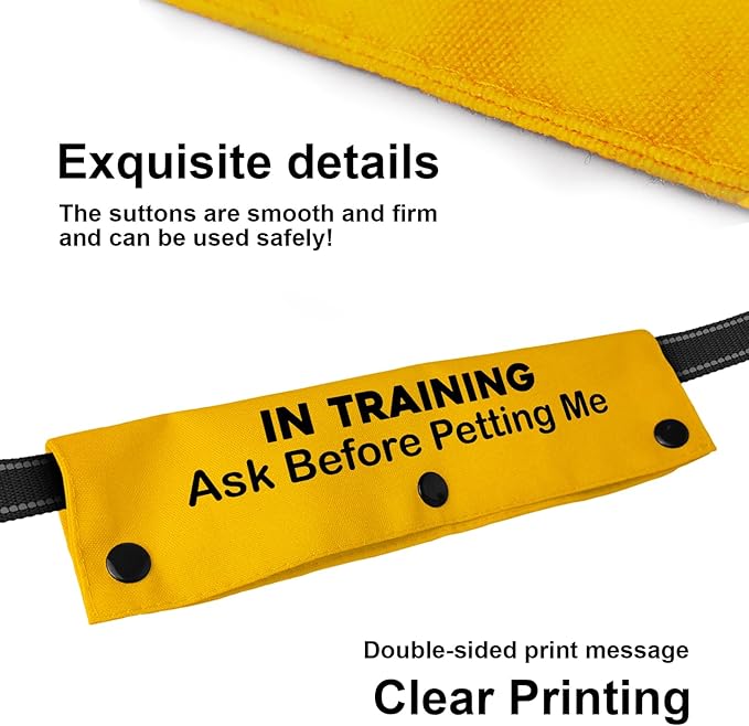 YROVWENQ in Training Ask Before Petting Dog Leash Sleeve with Yellow Training Alert - Gift for Dogs (Ask Before Petting Me Sleeve)