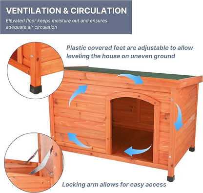 TRIXIE Large natura Classic Outdoor Dog House, Weatherproof Finish, Elevated Floor, Brown 45.5 x 31 x 32.25 inch