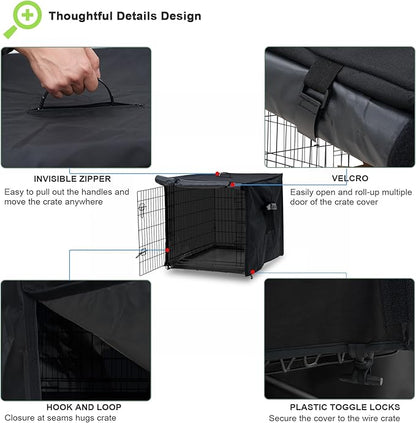 Dog Crate Cover 36in Waterproof Pet Kennel Cover for Outdoor/Indoor Protection, Durable Windproof Crate Cover Universal Fit for Wire Dog Crate (36''L*23''W*25''H-Black)