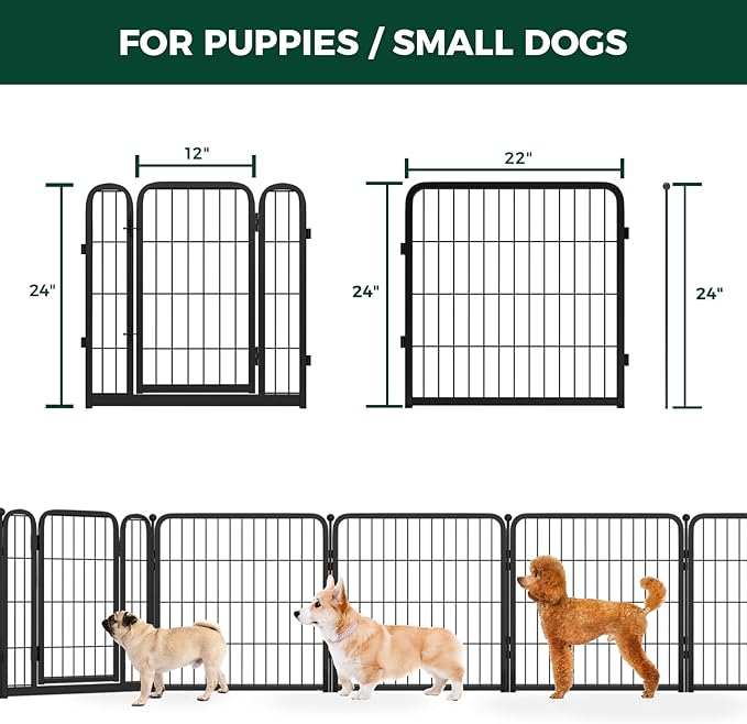 FXW Homeplus Dog Playpen for Indoor Use - Stress-Free and Safe Play, Heavy Duty 24 Inch 16 Panels Dog Pen for Puppies and Small Dogs, Black│Patented