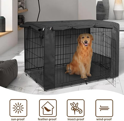 HiCaptain 24 Inch Dog Crate Cover, Black Breathable Pet Kennel Covers Fit for 1 2 Doors Standard Wire Crate (Black 24 inches)
