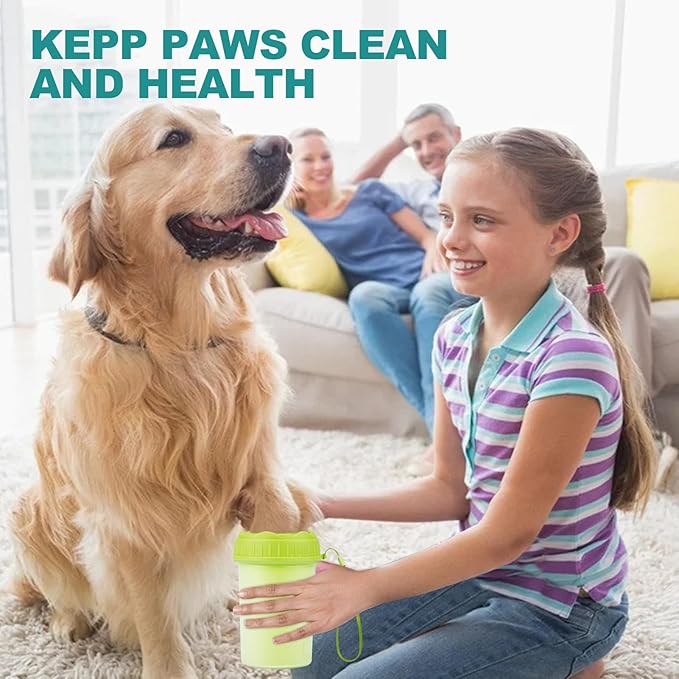 Portable Silicone Bristles Dog Foot Washer and Muddy Paw Cleaning Brush - A Great Gift, Free Bath Brush Included - Medium, Green