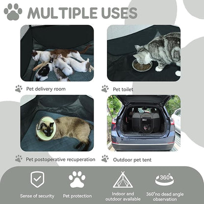 Dog Cat Playpen Indoor Outdoor for Puppy Pet Travel and Recovery After Surgery, Dogs Enclosure Tent Crates Cage Indoor/Outdoor, Portable Pop Up Dog Kennel with Carrying Case (Dark Grey, Small)