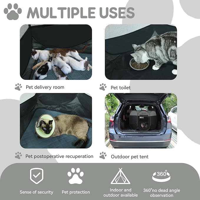 Dog Cat Playpen Indoor Outdoor, Medium, Dark Grey