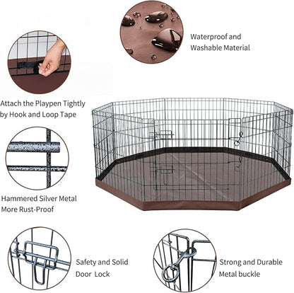 NEZUC Foldable Metal Dog Exercise Playpen Gate Fence Dog Crate 8 Panels 24 Inch Height Puppy Kennels with Bottom Pad for Animals Outdoor Indoor (with Bottom pad, 8 Panels 24" H)