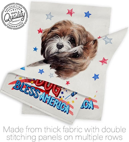 Breeze Decor Patriotic Brown Tibetan Terrier Garden House Flag-Kit Dog Puppy Spoiled Paw Canine Fur Pet Nature Farm Animal Creature Decoration Banner Small Yard Gift Double-Sided, Made in USA