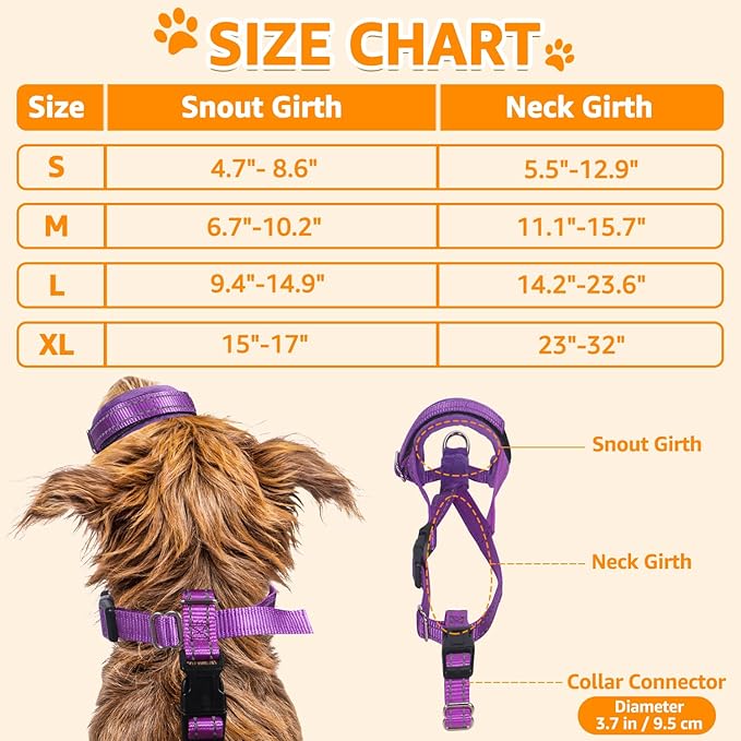 SlowTon Soft Dog Muzzle, Adjustable Padded Nylon Muzzle for Large Medium Dogs Anti Chewing Barking Biting, Allow Dog Pant & Drink (Purple, M)