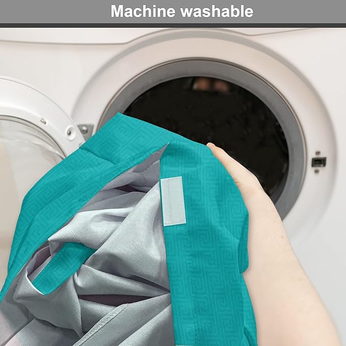 Lunarable Abstract Dog Crate Cover, Classic Monochrome Design Meander Greek Motif Repetition Illustration, Easy to Use Pet Kennel Cover for Cats & Medium Dogs, 24 Inch, Teal and Dark Turquoise