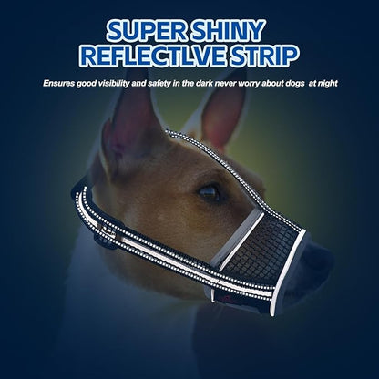 Dog Muzzle,Soft Mesh Breathable Muzzle, Air Mesh Dog Muzzle with Reflective & Adjustable Strap for for Biting Chewing Grooming,Allow Panting Drinking,Dog Muzzle for Medium (Black, L)