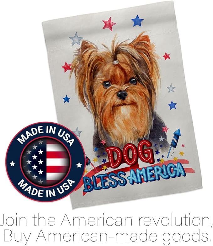 Breeze Decor Patriotic Yorkie Garden House Flag Kit Dog Puppy Spoiled Paw Canine Fur Pet Nature Farm Animal Creature Decoration Banner Small Yard Gift Double-Sided, Made in USA