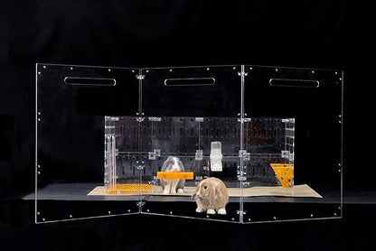 GuineaLoft™ Acrylic Folding Pet Gate and Divider – Large, Clear, Free-Standing, Foldable, Extendable, Lockable, Sturdy Enclosure for Dogs, Rabbits, Ferrets, Chinchillas - Visit The Store to See More