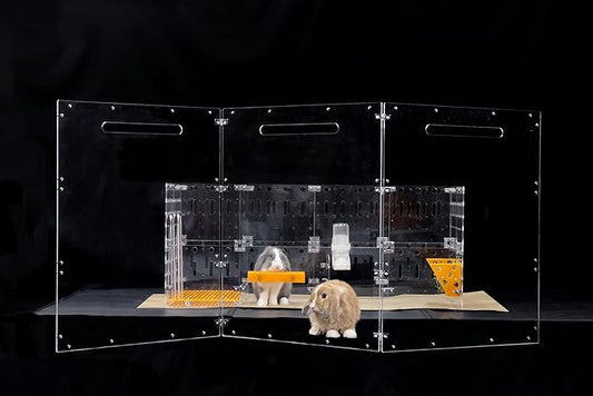 GuineaLoft™ Acrylic Folding Pet Gate and Divider – Large, Clear, Free-Standing, Foldable, Extendable, Lockable, Sturdy Enclosure for Dogs, Rabbits, Ferrets, Chinchillas - Visit The Store to See More