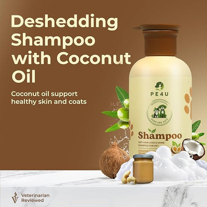 Natural Pet Shampoo for Dogs & Cats – Smooth Coat, Reduce Shedding & Odor Control – Coconut & Olive Oil Formula - Safe for Sensitive Skin, Hypoallergenic, Relieve Dry Skin - [1 Box + Gift]