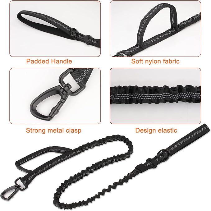 KCUCOP Tactical Dog Collar, Heavy Duty Dog Collar with Handle and Metal Buckle, Military Thick Dog Collars for Medium and Large Dogs(Black-Reflective Set-XL, 1 Patch)