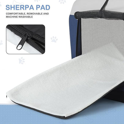 MoNiBloom 41 Inch Dog Crate for Large Dogs, 3-Door Collapsible Dog Crate Foldable Pet Kennel with Durable Mesh Windows for Indoor Outdoor Used