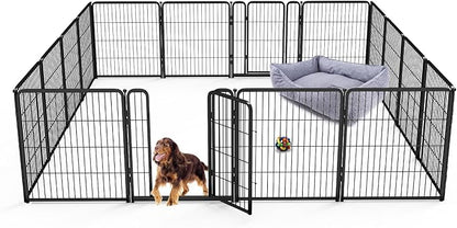 FXW Homeplus Dog Playpen for Indoor Use - Stress-Free and Safe Play, Heavy Duty 32 Inch 16 Panels Dog Pen for Small and Medium Dogs, Black│Patented