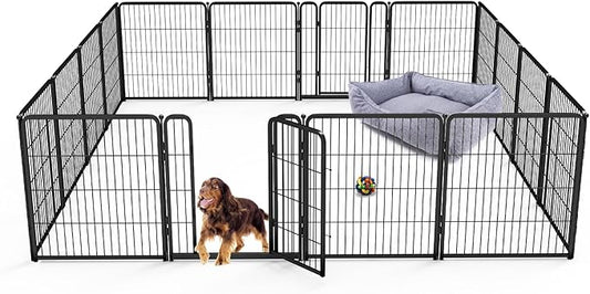 FXW Homeplus Dog Playpen for Indoor Use - Stress-Free and Safe Play, Heavy Duty 32 Inch 16 Panels Dog Pen for Small and Medium Dogs, Black│Patented