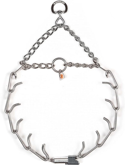 Herm Sprenger Dog Training Prong Collar with Quick Release Cliclock Buckle & Swivel Ring | Adjustable Length Stainless Steel Collar Made in Germany for Large Dogs up to 20" Neck (3.2mm Prongs)