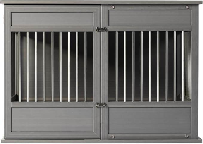 New Age Pet Horizon Pet Crate - Durable ECOFLEX with Stainless Steel Spindles, Bone-Shaped Latches, Easy Access Door, Stylish Design, 10-Year Warranty, Available in 3 Sizes & 2 Colors