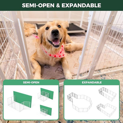 FXW Homeplus Dog Playpen for Indoor Use - Stress-Free and Safe Play, Heavy Duty 40 Inch 6 Panels Dog Pen for Medium and Large Dogs, White│Patented