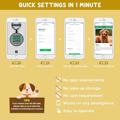 Upgraded Personalized Dog Tags Engraved with 3D QR Code for Dogs Cat Collar - Silicone Silent Pet Tag - Create Online Profile No APP Requirement (Black-Cat)