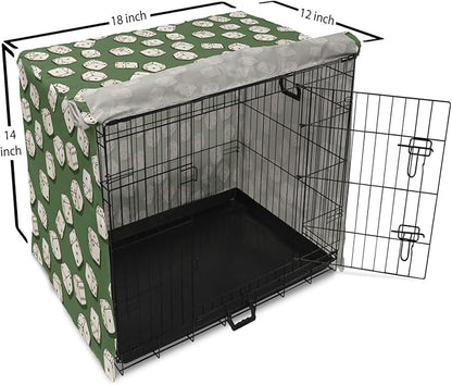 Lunarable Casino Dog Crate Cover, Cartoon Style Dices Pattern on Green Background Chance Game Lucky Jackpot, Easy to Use Pet Kennel Cover for Small Dogs Puppies Kittens, 18 Inch, Green Cream Black