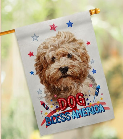 Breeze Decor Patriotic Shaggy Havanese House Flag Set Dog Puppy Spoiled Paw Canine Fur Pet Nature Farm Animal Creature Decoration Banner Small Garden Yard Gift Double-Sided, Made in USA
