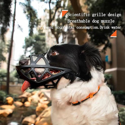Dog Muzzle, Adjustable Pet Mask with Reflective, Breathable Pet Mask for Large Dogs, Medium Dogs, Small Dogs, Prevents Chewing and Biting, Durable Dog Muzzle That Allows Panting, Drinking and Eating