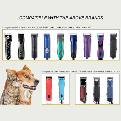 10# 7FC 5FC 4FC Detachable Pet Dog Grooming Blades, Compatible with Ainds, Oster A5, Wahl KM-10 and Other Series Clippers, Size: 1.5~9.5mm Cut Length. Black-4Pcs.