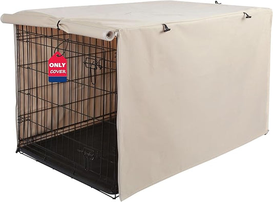 Deblue Heavy-Duty Dog Crate Cover, Privacy Pet Kennel Cover Universal Fits for 24 Inches Wire Cage, Polyester Crate Cover Fit for 1 2 3 Doors Crate (Tan)