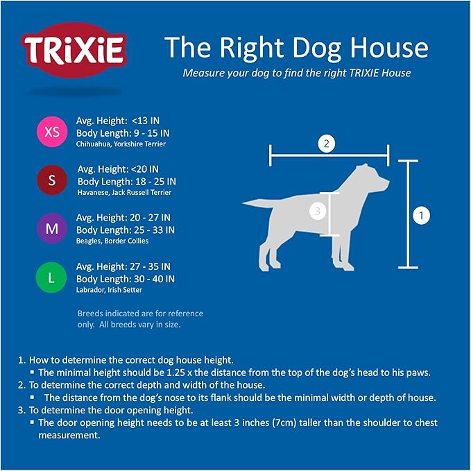 Trixie Natura Classic Dog House– Outdoor Dog House for Medium Dogs with Weatherproof Sealer & Hinged Roof, Wooden Dog House with Adjustable Legs for Medium Dogs in Grey – 27 x 41 x 28.5 in