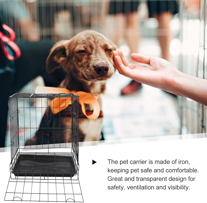 Folding Metal Dog Crate, Black, Portable, Easy to Install, Durable, Secure, Warm and Comfortable