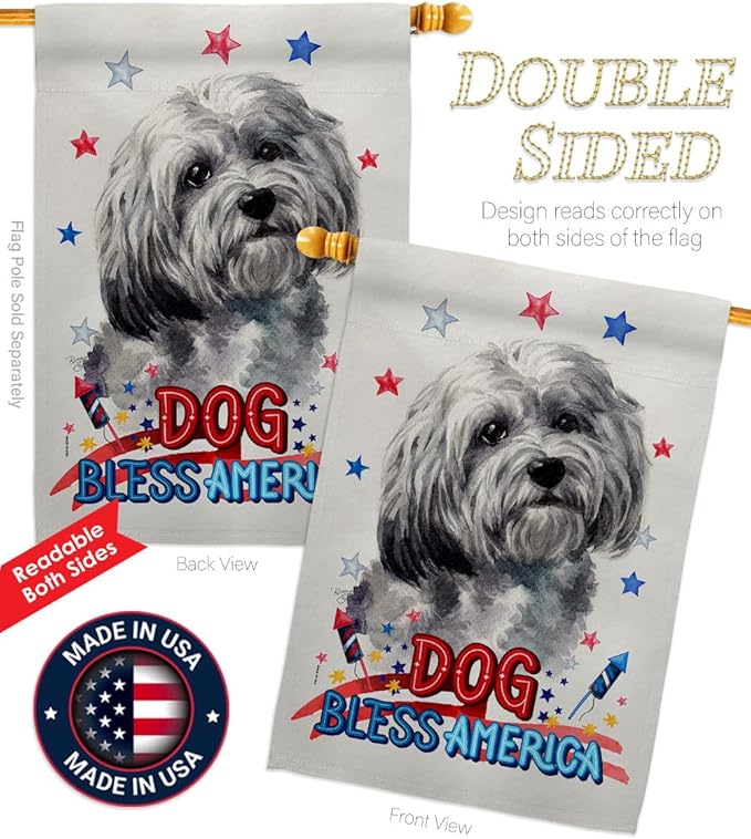 Breeze Decor Patriotic Havanese House Flag Pack Dog Puppy Spoiled Paw Canine Fur Pet Nature Farm Animal Creature Support Our Troops Banner Small Garden Yard Gift Double-Sided, Made in USA