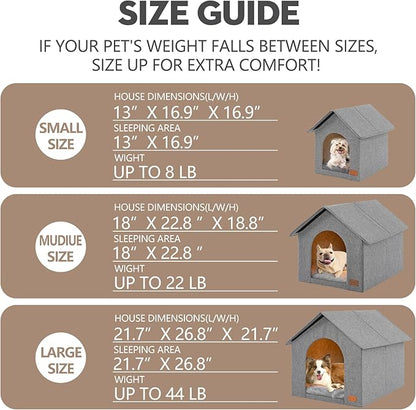 Indoor Dog House with Washable Plush Cushion - Large Size for Dogs & Cats Up to 44 Pounds