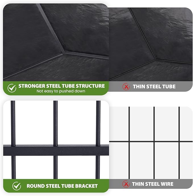 Rovibek Outdoor Dog Kennel with Roof, Dog Kennel Outside with 3 Sides Sun-Proof Cover, Large Outdoor Dog Playpen, Dog Run Enclosure with 2 Rotating Bowl for Small Medium Large Dogs