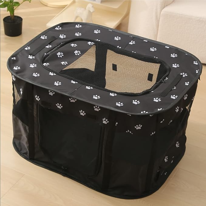 Foldable Pet Playpen, Puppy Play Pen for Indoors, Cute Small Dog Playpen, Sturdy Playpen for Cats Outdoor (XL, Black)