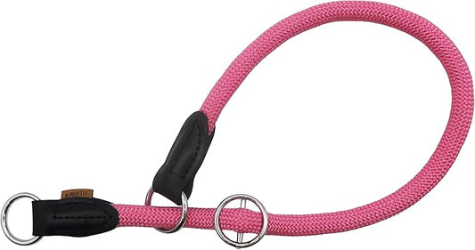 Braided Rope Collar, Pro Training Dog Collar, No Pull Round Martingale Collar, Slip Collar with Slidable Stop Ring - Ideal for Large Dogs (XL(1/2") - 26" Long, Pink)