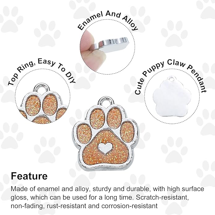 MECCANIXITY Cat Dog Paw Charm Footprint Paw Print Charm Alloy Enamel Pendants for DIY Jewelry Making, Earrings Necklaces Bracelets, Crafts