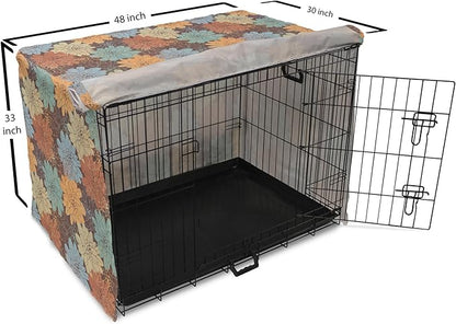Lunarable Floral Dog Crate Cover, Blossoming Flowers Pattern Botanical Garden Art Illustration Colorful Vintage Design, Easy to Use Pet Kennel Cover for Small Dogs Puppies Kittens, 48 Inch, Brown
