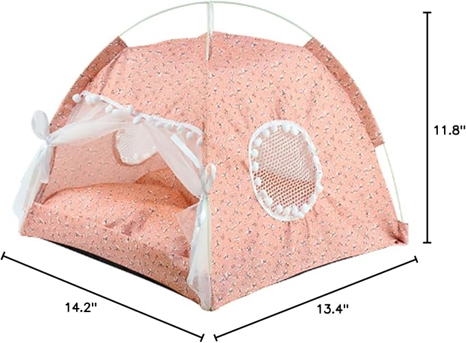 Indoor Pet Tent, Cute Dog Tent House, Washable, Removable for All Seasons (Pink)
