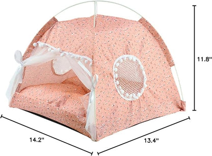 Indoor Pet Tent, Cute Dog Tent House, Washable, Removable for All Seasons (Pink)