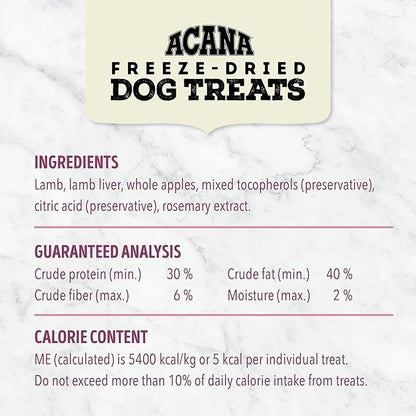 Singles Freeze Dried Dog Treats, Limited Ingredient Grain Free Lamb & Apple Recipe, 3.25oz
