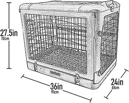 Pet Gear “The Other Door” 4 Door Steel Crate for Dogs/Cats with Garage-Style Door, Includes Plush Bed + Travel Bag, No Tools Required, Beige