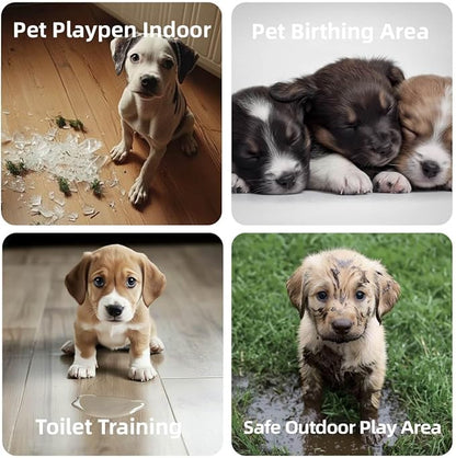 Dog Playpen, Puppy Playpen for Small Dogs, Indoor Dog Play Pen with Door & Lockable Gate, Foldable Portable Pet Fence, 91" x 61" x 24", Easy to Assemble