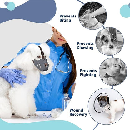 LUCKYPAW Dog Muzzle Soft Muzzle for Small Medium Dog Poodle Dachshund Breathable Silicone Cage Muzzle for Biting Chewing Funny Rhino Muzzle with Adjustable Strap