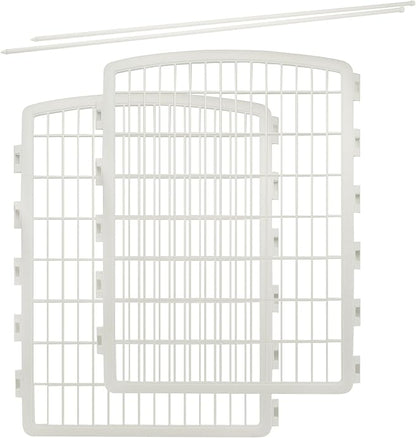 IRIS USA 34'' Pet Playpen 2 Panel Add-On with Connecting Rods, Dog Playpen, Puppy Small Medium Dogs, Heavy-Duty Molded Plastic, Rust-Free, Non-Skid Rubber Feet, Easy Assemble, Customizable, White