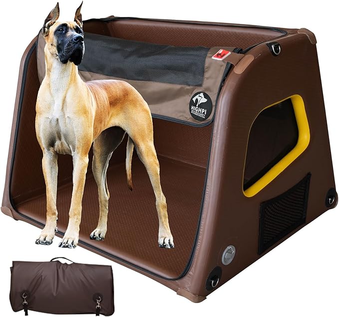 Collapsible Portable Soft Dog Crate-HIGHPI Inflatable Dog Travel Crate For Very Large Dogs, Waterproof Dog Kennel Outdoor Indoor, Safety Foldable Dog Cage For Car Home, Dog Carrier 41"L x 35"W x 29"H