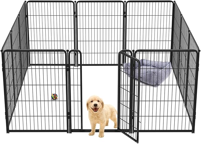 FXW Homeplus Dog Playpen for Indoor Use - Stress-Free and Safe Play, Heavy Duty 40 Inch 12 Panels Dog Pen for Medium and Large Dogs, Black│Patented