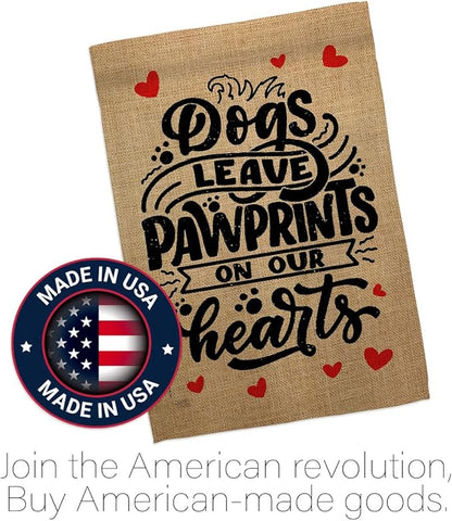 Breeze Decor Leave Pawprints House Flag Pack Dog Puppy Spoiled Paw Canine Fur Pet Nature Farm Animal Creature Vintage Applique Banner Small Garden Yard Gift Double-Sided, Made in USA