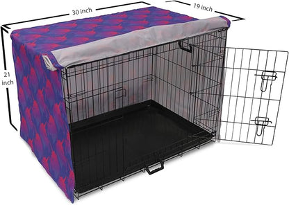 Lunarable Myth Dog Crate Cover, Pattern with Unicorn Silhouettes in Ombre, Easy to Use Pet Kennel Cover for Cats & Medium Dogs, 30 Inch, Indigo Magenta